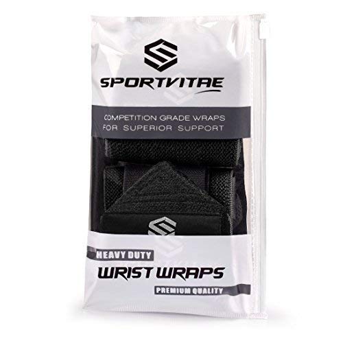 Sportvitae® Muñequeras Crossfit, Gym, Deportivas, Musculación, Gimnasio, Calistenia, Gym Wrist Wraps - Hombre y Mujer - Un Par (Negro)