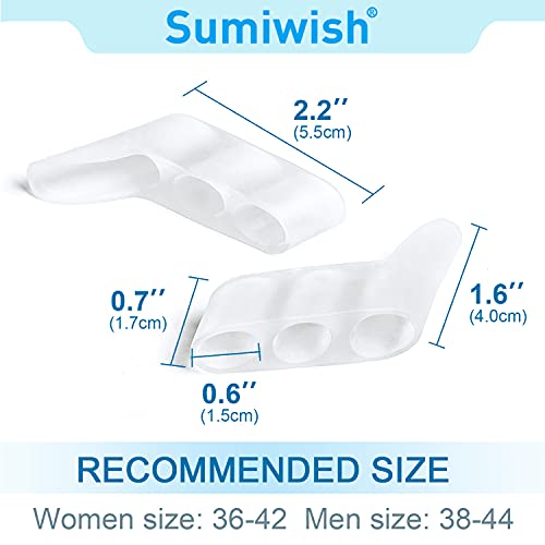 Sumiwish 10 separadores de dedos de silicona, separadores de dedos pequeños y protectores para dedos superpuestos, para aliviar la presión y el dolor de los dedos pequeños.