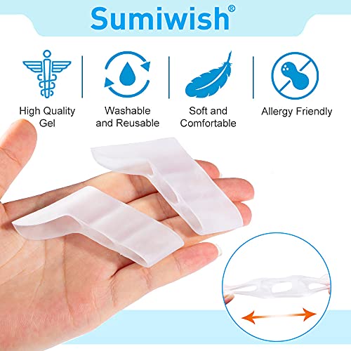 Sumiwish 10 separadores de dedos de silicona, separadores de dedos pequeños y protectores para dedos superpuestos, para aliviar la presión y el dolor de los dedos pequeños.