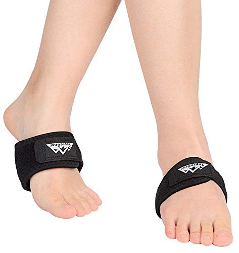supregear 1 par Soporte de Arco para Fascitis Plantar, Ajustable Cómodo Soporte de Arco para Pie Vendaje de Soporte de Compresión Correa Transpirable para Mujeres Hombres Fascitis Plantar Pies Planos