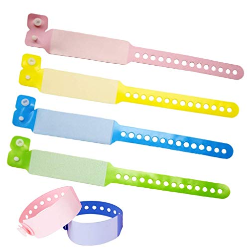 SwirlColor Pulsera Identificación para Niños, Muñequeras Desechables de PVC Banda de Eventos Pulseras Seguridad para Niños -100 Pieza (Niño, Rosa+Amarillo+Azul+Verde)