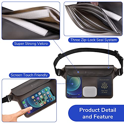 Syncwire Bolsa Impermeable IP68 [2 Unidades] Bolsa Estanca Riñonera Impermeable con Correa de Cintura Ajustable, Funda Impermeable para Playa, Natación, Windsurf, Kayak, Pesca, Senderismo etc.