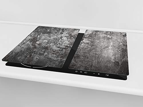 Tabla de cortar decorativa de cristal templado y cubre vitro – Dos en Uno – Resistente a golpes y arañazos – UNA PIEZA (60 x 52 cm) o DOS PIEZAS (30 x 52 cm); D10A Serie Texturas A: Pared vieja