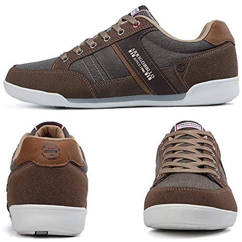 TARELO Zapatillas Hombre Casual Sneaker Moda Deportivas Interior Zapatos Gimnasia Comodos Exterior Running Deportes Talla 41-46 (MARRÓN, Numeric_43)