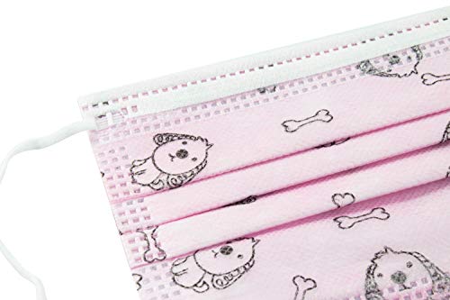 TBOC Mascarilla Higiénica Niños No Reutilizable - [Pack 30 Unidades] 3 Capas [Color Rosa Dog]