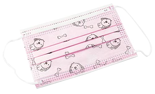 TBOC Mascarilla Higiénica Niños No Reutilizable - [Pack 30 Unidades] 3 Capas [Color Rosa Dog]