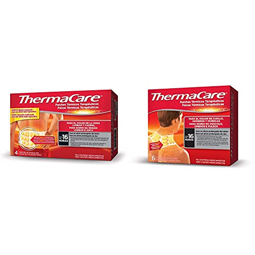 Thermacare Parche Térmico Terapéutico 4 Parches Para El Dolor Lumbar Y Cadera + Parche Térmico Terapéutico 6 Parches -Para El Dolor De Cuello, Hombro Y Muñeca