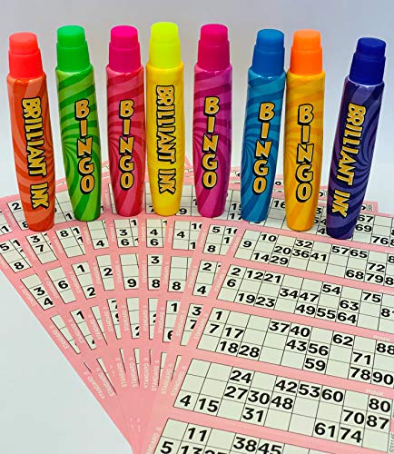 Thomas & Anca Club Supplies Ltd Bingo Dabbers Neon Dabbers paquete de 8 con 60 boletos de bingo paquete de bingo regalo de bingo conjunto de bingo niños familia bingo