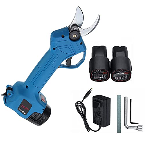 Tijeras de podar eléctricas con batería con 2 baterías recargables de 16,8 V 2000 mAh - Tijeras de jardín profesionales para podar setos, ramas, arbustos, árboles