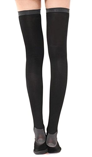 TININNA Medias de compresión para muslo para hombres y mujeres,Adelgazantes de compresión medias de los calcetines yoga del sueño durante la noche hasta el muslo de las polainas Calcetines Calcetines Toeless(Negro)