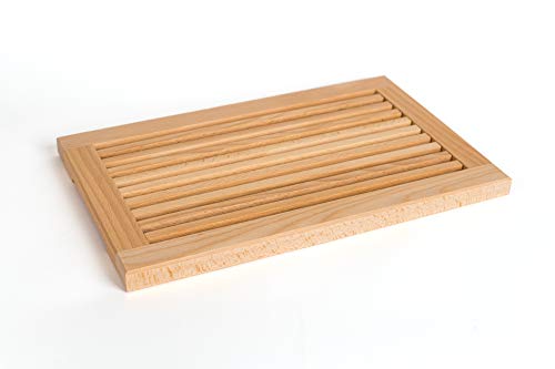 TNNature Tabla para cortar pan con ranura para migas y recogemigas | Madera de haya 40 x 25 x 2,5 cm