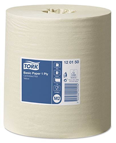 Tork 120150 Papel de secado básico Universal / Paños de papel de alimentación central compatibles con el sistema M2 / 6 x bobinas / 1 capa / Blanco