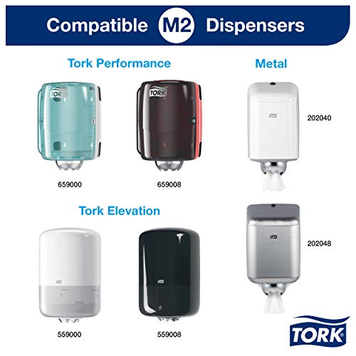Tork 120150 Papel de secado básico Universal / Paños de papel de alimentación central compatibles con el sistema M2 / 6 x bobinas / 1 capa / Blanco