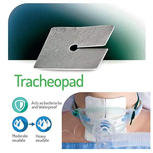 Tracheopad (cm 8 x cm 9,3) Apósito Aluminizado de Tela no Tejida Para uso en Traqueotomías ,Rápida Absorción del Exudado, Paquete de 50 Unidades. Fabricado en Italia