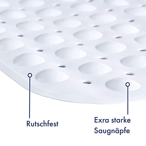 TranquilBeauty Alfombrilla de baño Antideslizante con ventosas, Alfombrillas de bañera Extra largas, antimoho, Lavable a máquina, sin látex, Ideal para Ancianos y niños 100x40cm Blanco