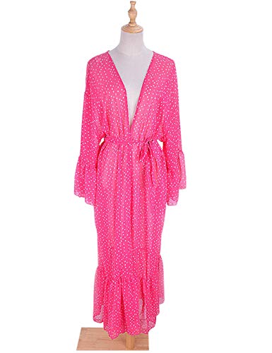 Túnica larga para mujer, de gasa, tipo kimono, cárdigan, vestido, con estampado floral, para llevar con bikini, ideal para verano Estilo 10. Talla única