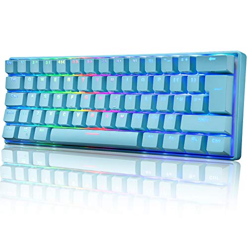 UK61 60% Teclado mecánico para Juegos Tipo C Cableado 61 Teclas Retroiluminación LED Teclado Impermeable USB Retroiluminación RGB Teclas Anti-Fantasma para computadora/PC/Laptop/Mac