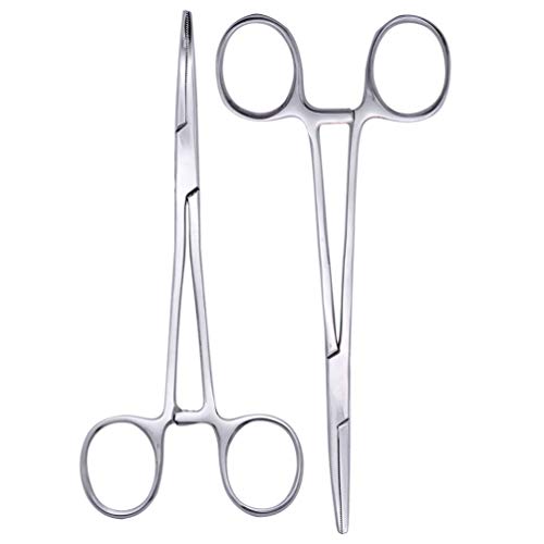 UKCOCO Pinzas Hemostáticas de Acero Inoxidable de 2 Piezas- Mordazas Hemostáticas Pinzas de Salida Pinzas de Copa Set Hemostático para Pet (14Cm Curvadas Rectas)