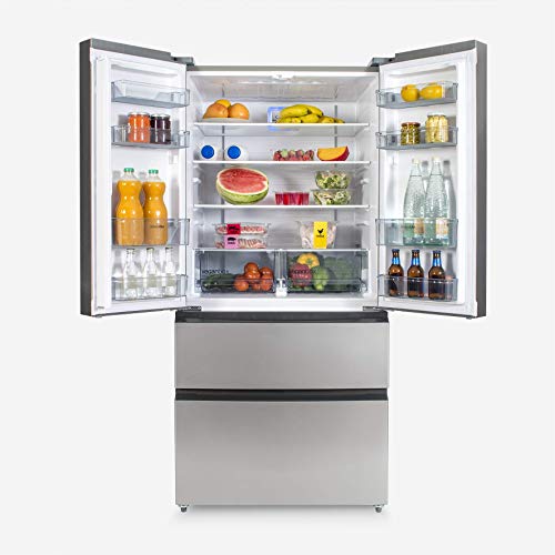 UNIVERSALBLUE | Frigorífico Americano Frenchdoor Inox | No Frost | Capacidad Total 536L | 4 Puertas | Congelador | Sistema Silencioso