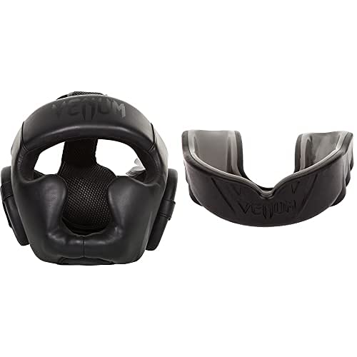 Venum Challenger 2.0 Casco MMA, Unisex Adulto, Negro/Negro Matte, Talla Única + Challenger Protector De Dientes, Unisex Adulto, Negro/Negro, Talla Unica