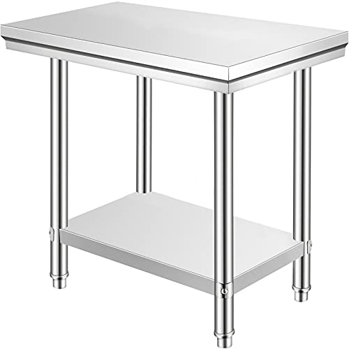 VEVOR Mesa de Trabajo en Cocina de Acero Inoxidable (60x90x80cm)
