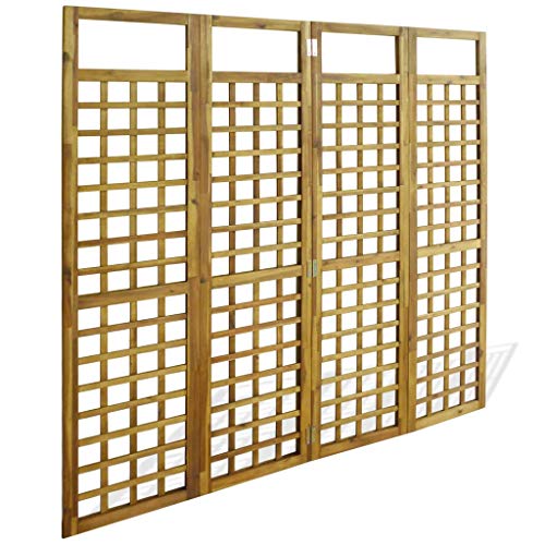 vidaXL Acacia Biombo Enrejado 4 Paneles Madera 160x170cm Separador Habitación