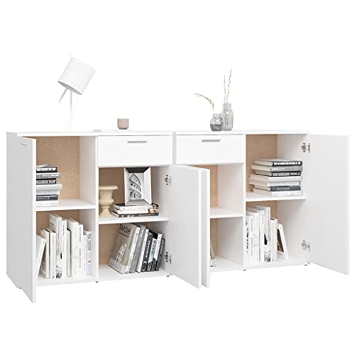 vidaXL Aparador Entrada Acento Pasillo Vestíbulo Recibidor Auxiliar Decoración Hogar Casa Escritorio Mueble de Aglomerado Blanco 160x36x75 cm