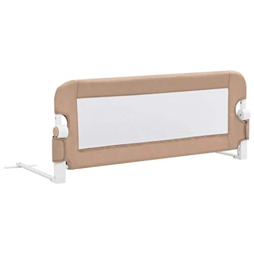 vidaXL Barandilla de Seguridad Cama de Niño Poliéster Casa Hogar Habitación Dormitorio Movilidad Mobiliario Clínico Colchón Salud 102x42 cm Taupe