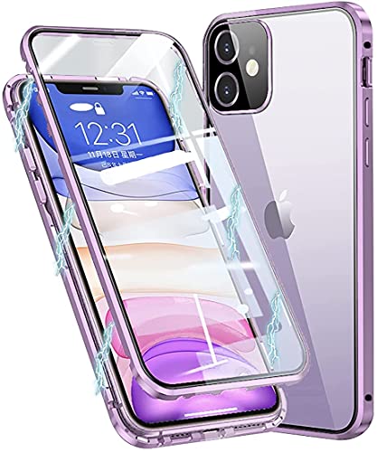 Vidrio Templado HD Clara Funda con protección de Lente cámara para iPhone 12 Mini 5G 5.4“,Compatible con Magnético Parachoques Estructura de Metal,protección de 360 Grados,Anti-Choques Cover
