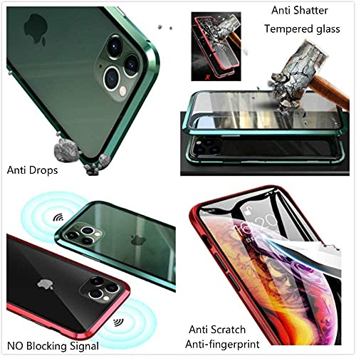 Vidrio Templado HD Clara Funda con protección de Lente cámara para iPhone 12 Mini 5G 5.4“,Compatible con Magnético Parachoques Estructura de Metal,protección de 360 Grados,Anti-Choques Cover