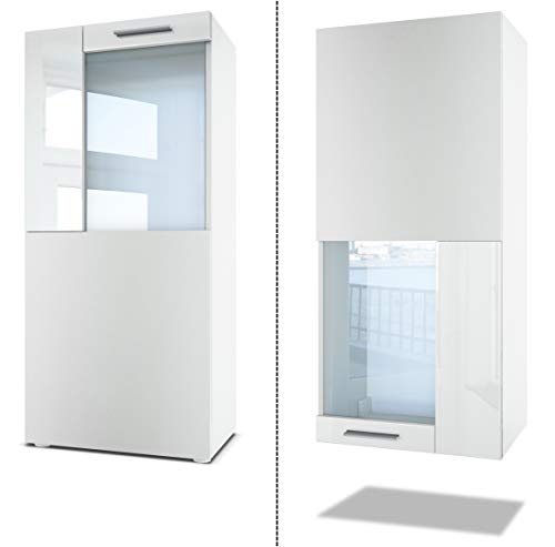 Vitrina Movie, Cuerpo en Blanco Mate, frentes en Blanco Mate y Blanco de Alto Brillo
