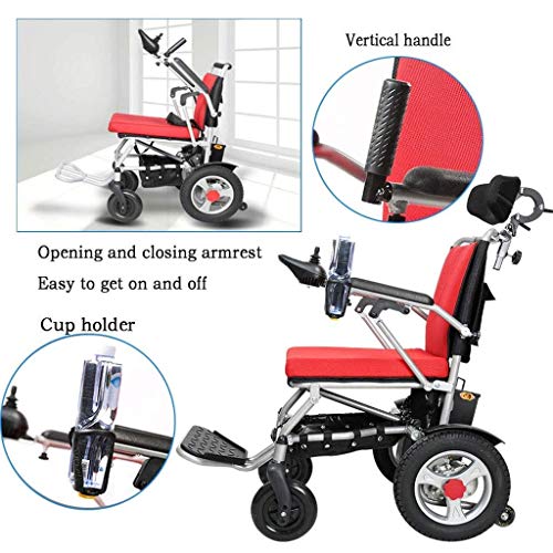 WBJLG Silla de Ruedas eléctrica de Servicio Pesado para Personas Mayores discapacitadas, Silla de Ruedas eléctrica Plegable 250W * 2 Conmutación Manual eléctrica de Doble Motor se Adapta a una VAR