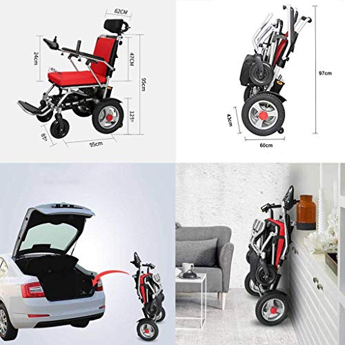 WBJLG Silla de Ruedas eléctrica de Servicio Pesado para Personas Mayores discapacitadas, Silla de Ruedas eléctrica Plegable 250W * 2 Conmutación Manual eléctrica de Doble Motor se Adapta a una VAR