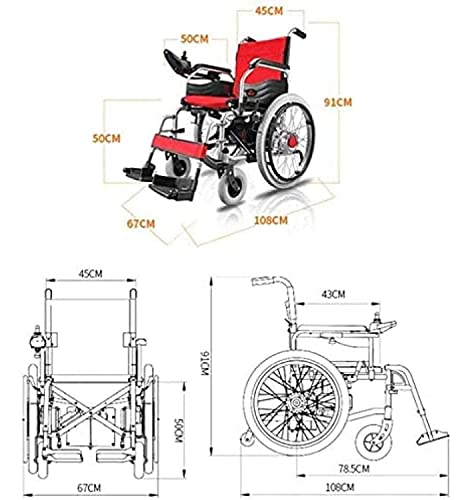 WBJLG Silla de Ruedas eléctrica Liviana de Largo Alcance - Control Remoto Silla de Ruedas eléctrica Plegable Sillas de Ruedas motorizadas Ayuda de Movilidad con Joystick Inteligente de 360 ​​°, 12