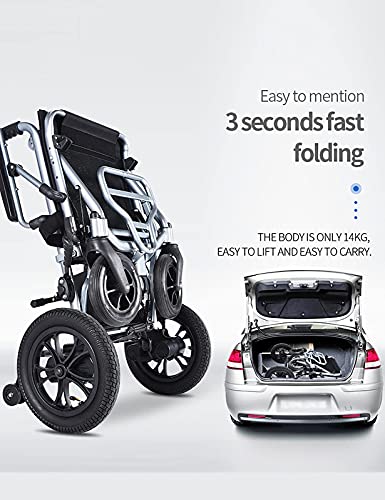 WBJLG Silla de Ruedas eléctrica Liviana, Plegable, eléctrica, compacta, con Ayuda para la Movilidad, Silla de Ruedas con Joystick de 360 ​​°, Adecuada para Personas Mayores y discapacitadas