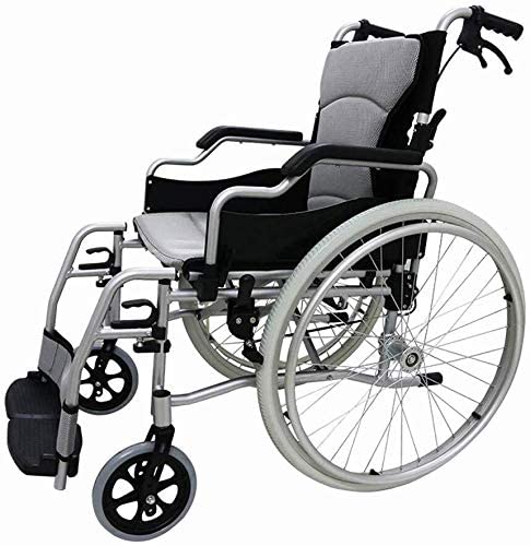 WBJLG Sillas de Ruedas Tipo Silla de Ruedas, Aluminio Portátil Plegable Silla de Ruedas Viaje, El cinturón de Seguridad Freno de Mano -34 cm