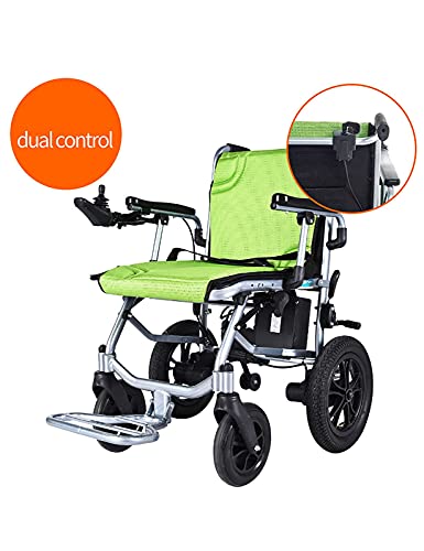WBJLG Sistema de Control Dual Silla de Ruedas eléctrica Silla de Ruedas de Viaje Liviana de aleación de Aluminio con Joystick de 360 ​​° y batería de Doble Motor de 190 W