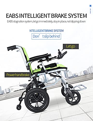 WBJLG Sistema de Control Dual Silla de Ruedas eléctrica Silla de Ruedas de Viaje Liviana de aleación de Aluminio con Joystick de 360 ​​° y batería de Doble Motor de 190 W
