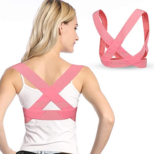 Wchiuoe Corrector de postura de espalda Invisibles Bandas elásticas de alta elasticidad Cinturón de corrección Anti-jorobada Cinturón de corrección de postura especial Corrector de postura Rosas (M)