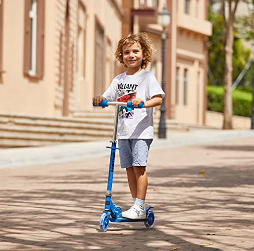 WeSkate Patinete para Niños con Ruedas LED Iluminadas, Patinetes de Altura Ajustable para Niños y Niñas de 3 a 10 años, Scooter Plegable para Niños, Capacidad de Peso de 110 LB (Azul)