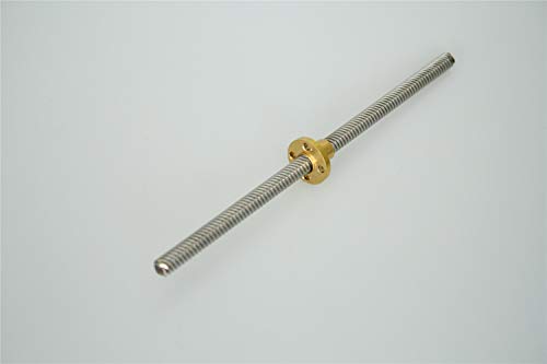 without brand SY-3DPJ, 1pc T8 Lead Screw OD de 8 mm Pitch 2 mm 8 mm de Plomo 150 200 300 350 400 500 600 1000 1200 mm con Tuerca de latón for CNC 3D Impresora (Size : 100mm)
