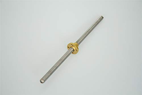 without brand SY-3DPJ, 1pc T8 Lead Screw OD de 8 mm Pitch 2 mm 8 mm de Plomo 150 200 300 350 400 500 600 1000 1200 mm con Tuerca de latón for CNC 3D Impresora (Size : 100mm)