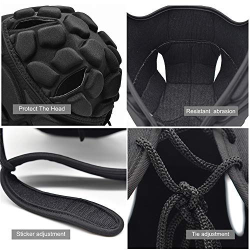 WOSAWE Protección de Casco Ajustable Portero de Cabeza para Fútbol Americano Rugby Deportes (Clásico XL)