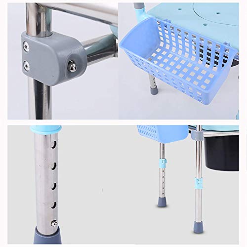 XCTLZG Cómoda cómoda Junto a la Cama con cojín de Asiento extraíble, Silla Plegable portátil con Inodoro Incorporado, apoyabrazos fijos, Altura Ajustable, para Personas Mayores