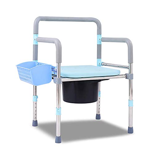 XCTLZG Cómoda cómoda Junto a la Cama con cojín de Asiento extraíble, Silla Plegable portátil con Inodoro Incorporado, apoyabrazos fijos, Altura Ajustable, para Personas Mayores