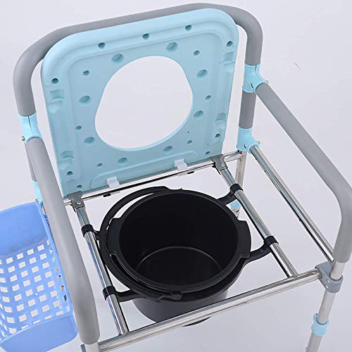 XCTLZG Cómoda cómoda Junto a la Cama con cojín de Asiento extraíble, Silla Plegable portátil con Inodoro Incorporado, apoyabrazos fijos, Altura Ajustable, para Personas Mayores