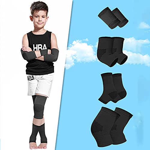 YAOUFBZ Rodilleras para niños,Conjunto de Equipo de protección para niños，Rodilleras,Coderas,muñequeras,Tobilleras,Protecciones multidireccionales,aptas para Todo Tipo de Deportes (niños,niñas)