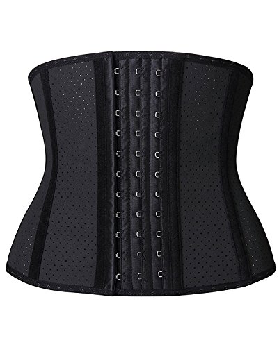 YIANNA Mujer Fajas Reductoras Torso Corto Waist Trainer Corset Reductor Cinturilla Moldeadora Faja Colombiana Latex Cintura Respirable Negro, 110266 Size M