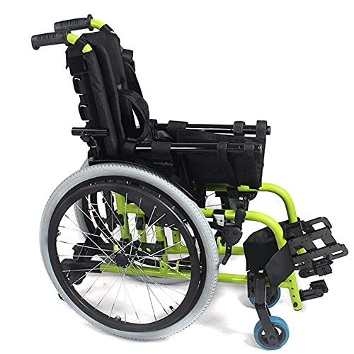 YIQIFEI Silla de Ruedas pediátrica Plegable para niños, sillas de Ruedas Ligeras de Aluminio con propulsión por Asistente para niños, Ancho del Asiento, Respaldo, ar (Silla)
