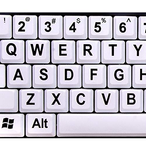 YOUZHA Teclado Teclado de computadora de impresión Grande con Teclas Blancas y Letras Negras para Personas con discapacidad Visual, Blanco